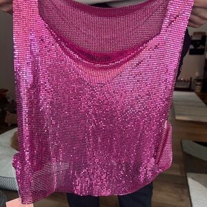 Miss Lola Fuchsia Sequin Tank Top